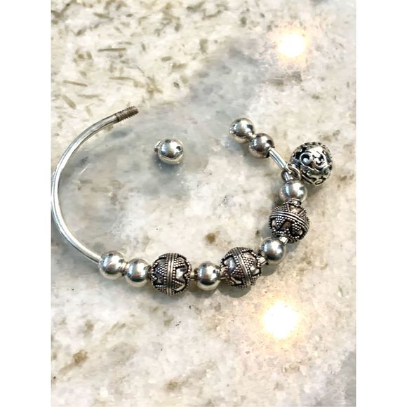 Sterling Silver Cuff Bracelet Bali Beads #valentine #classic #bali beads - Picture 6 of 6